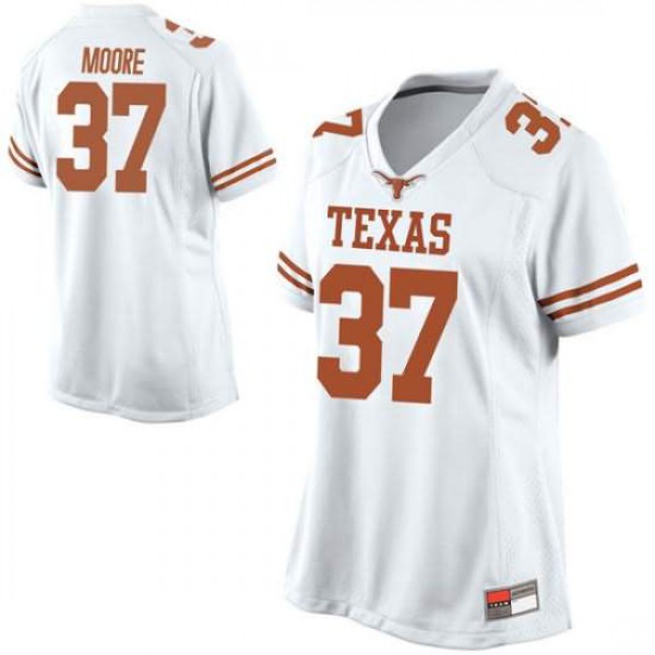 Women Texas Longhorns #37 Chase Moore Replica Stitch Jersey White